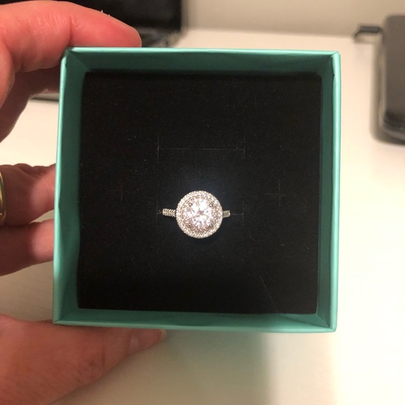 Sona Sterling Silver Double Halo Ring - Picture 6 of 6